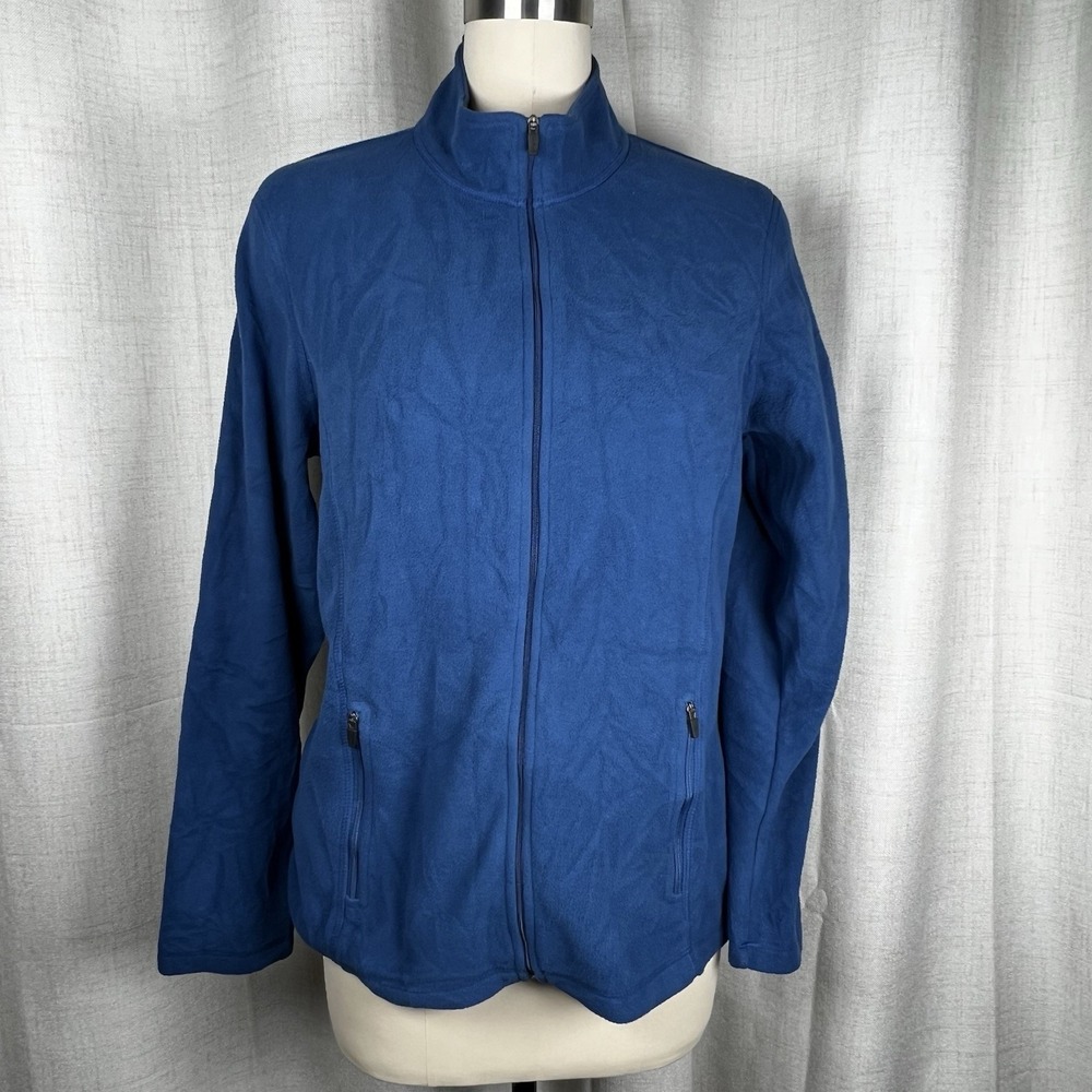 NEW! LL Bean Sweater Fleece Full Zip‎ Jacket Womens Large Colegt Blue Eagle Bank